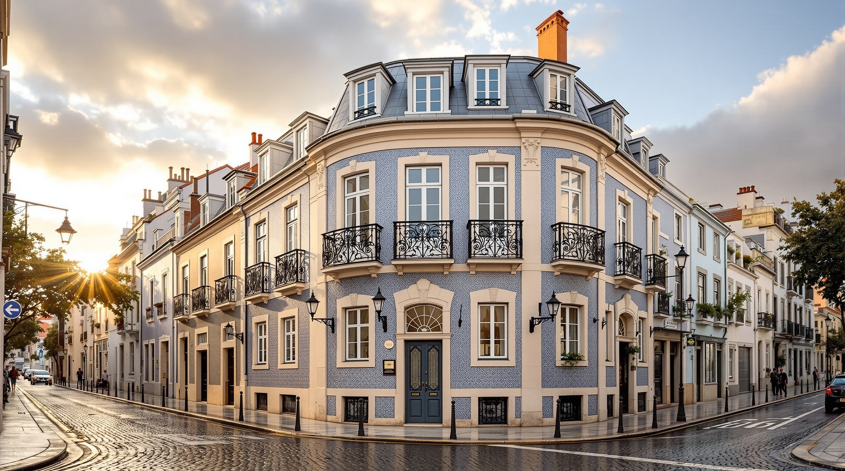 Facade study, Restored facade, lioz stone, zinc mansard